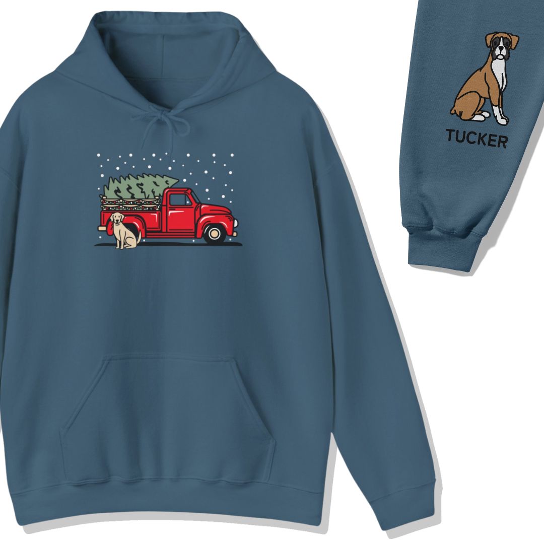 Add Your Dogs Christmas Truck Hoodie