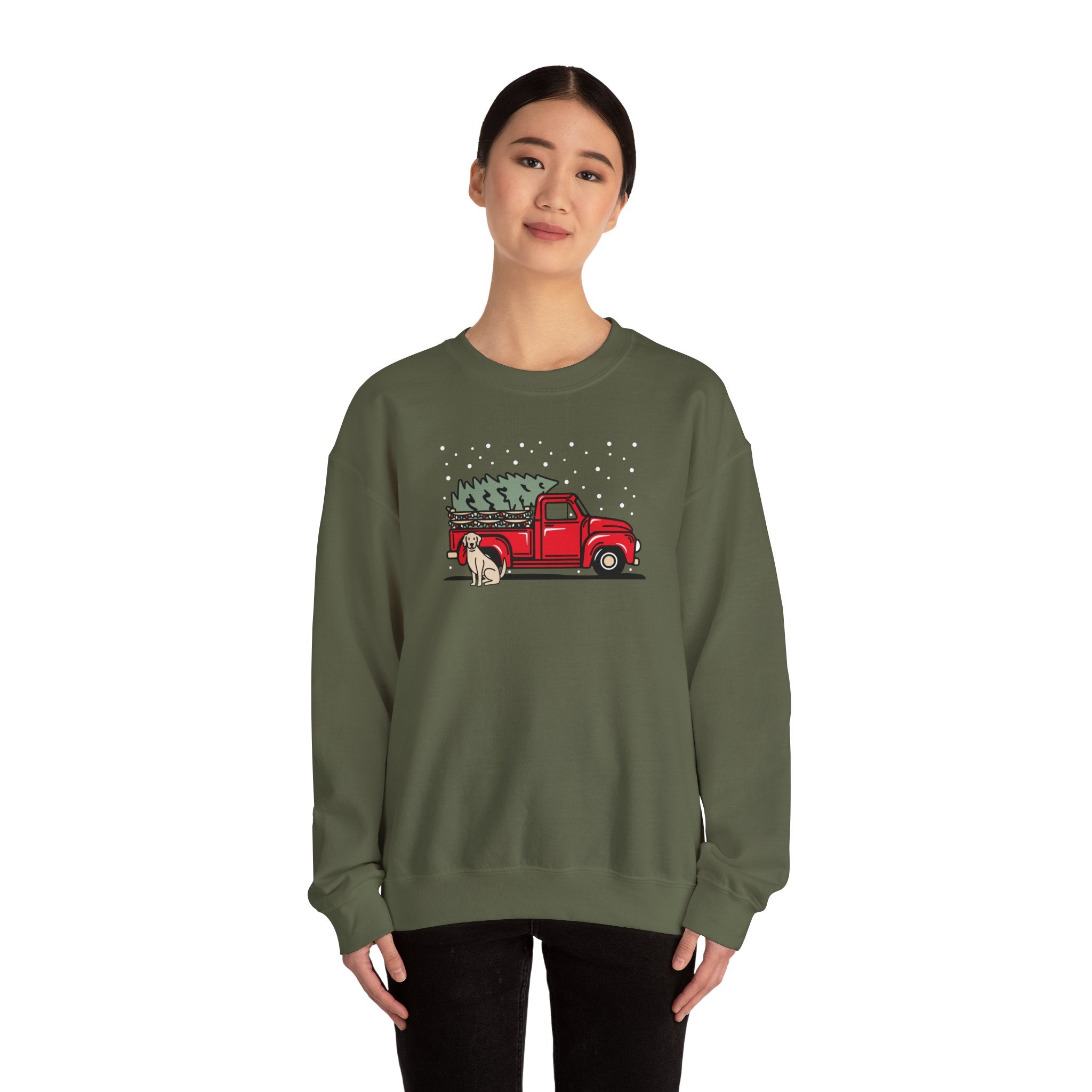 Add Your Dogs Christmas Truck Sweatshirt