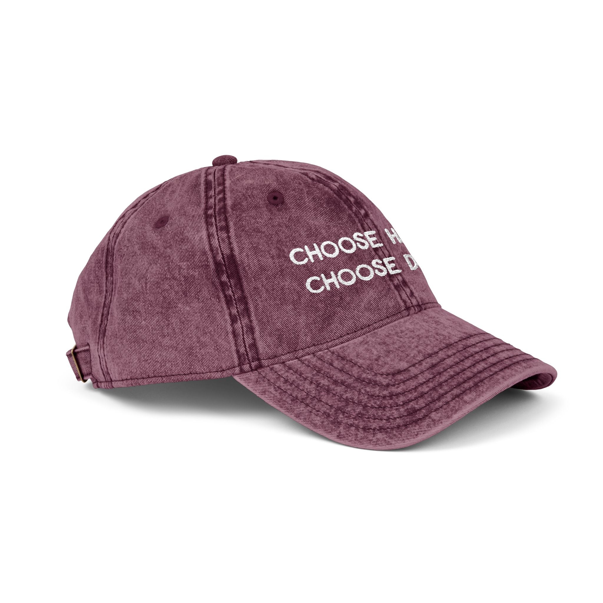 Choose Happy Choose Dogs Vintage Embroidered Hat