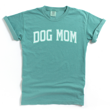 Turquoise Checkered Dog Mom Tee