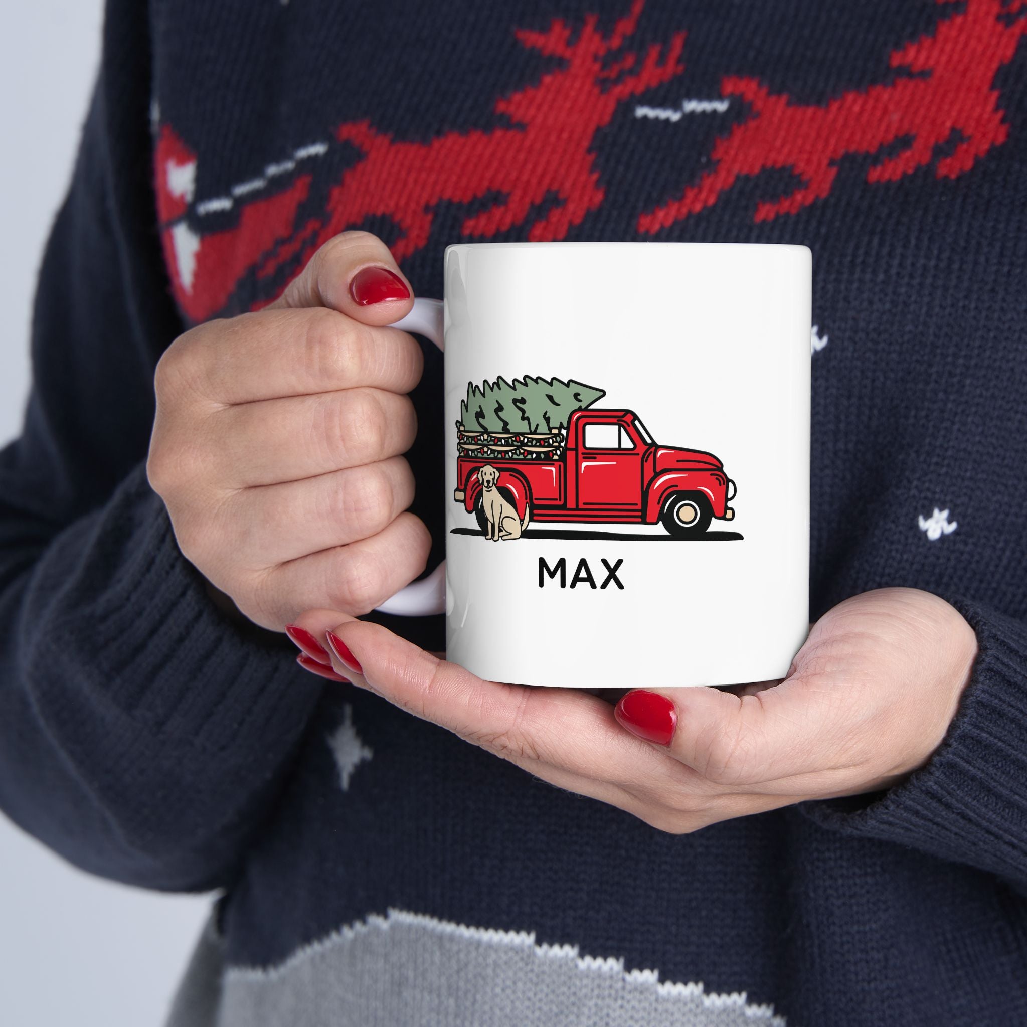 Add Your Dog Christmas Truck Mug