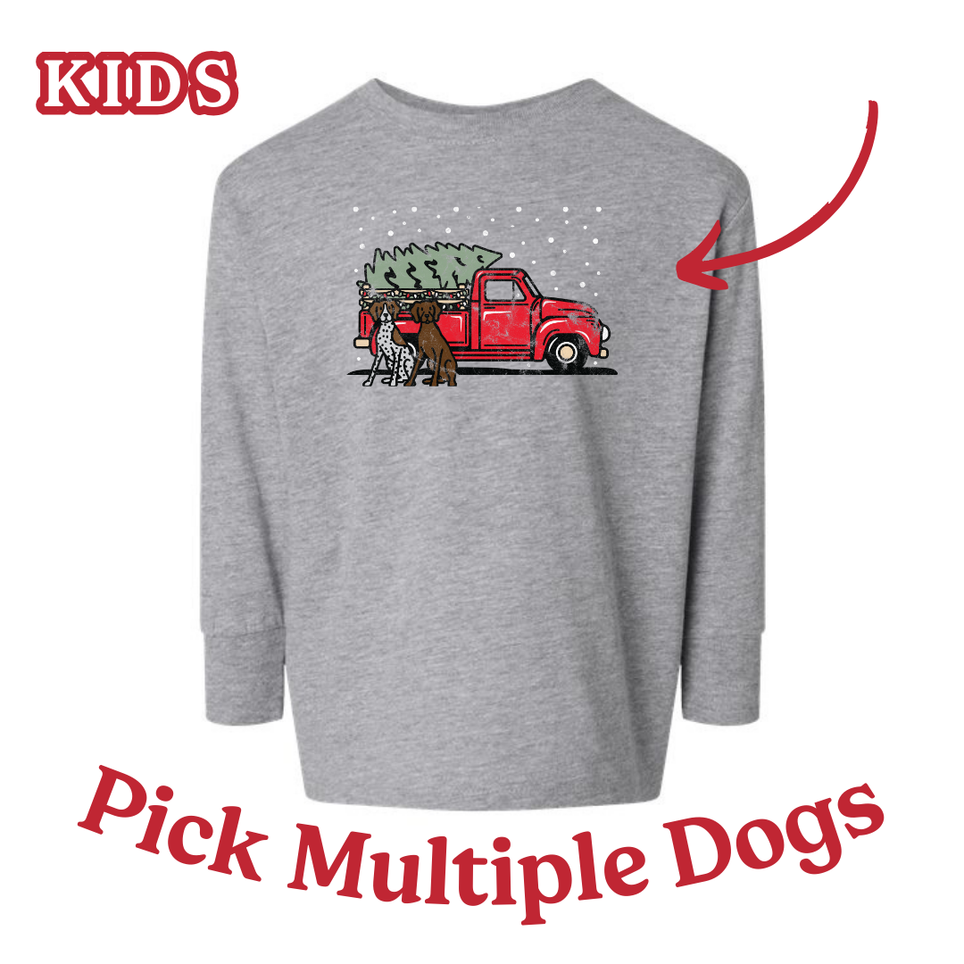 KIDS - PICK MULTIPLE DOGS Holiday Truck Long Sleeve Tee