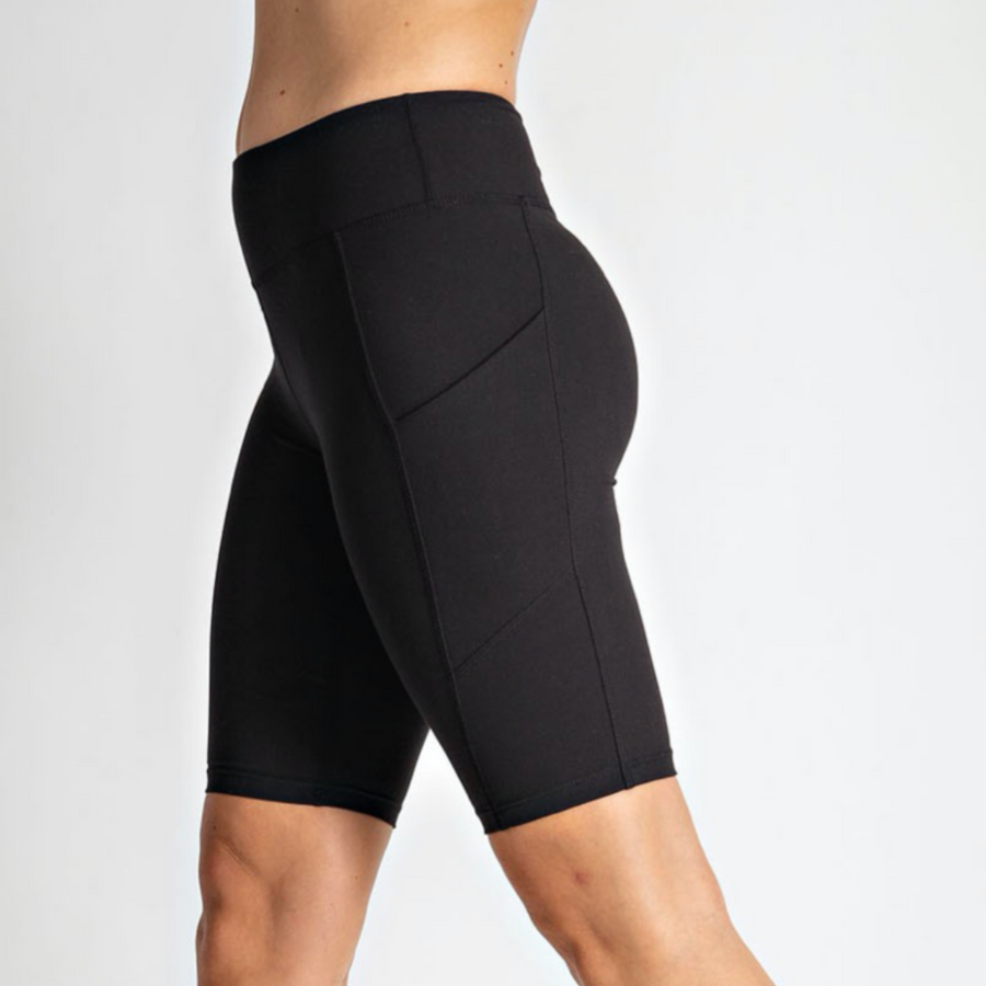 High Waisted Biker Shorts W/ Pockets