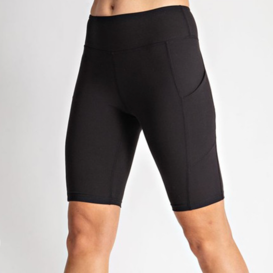 High Waisted Biker Shorts W/ Pockets