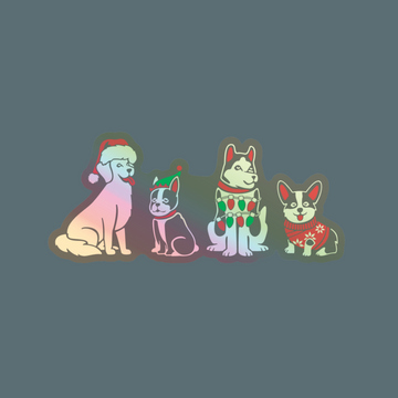 Holographic Holiday Dogs Sticker