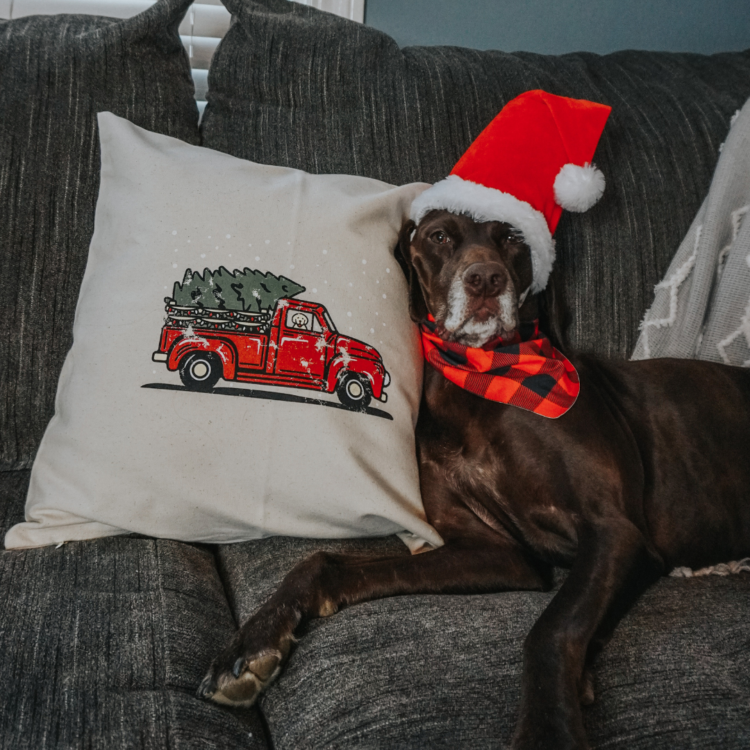 Christmas Pup Truck Pillow Case