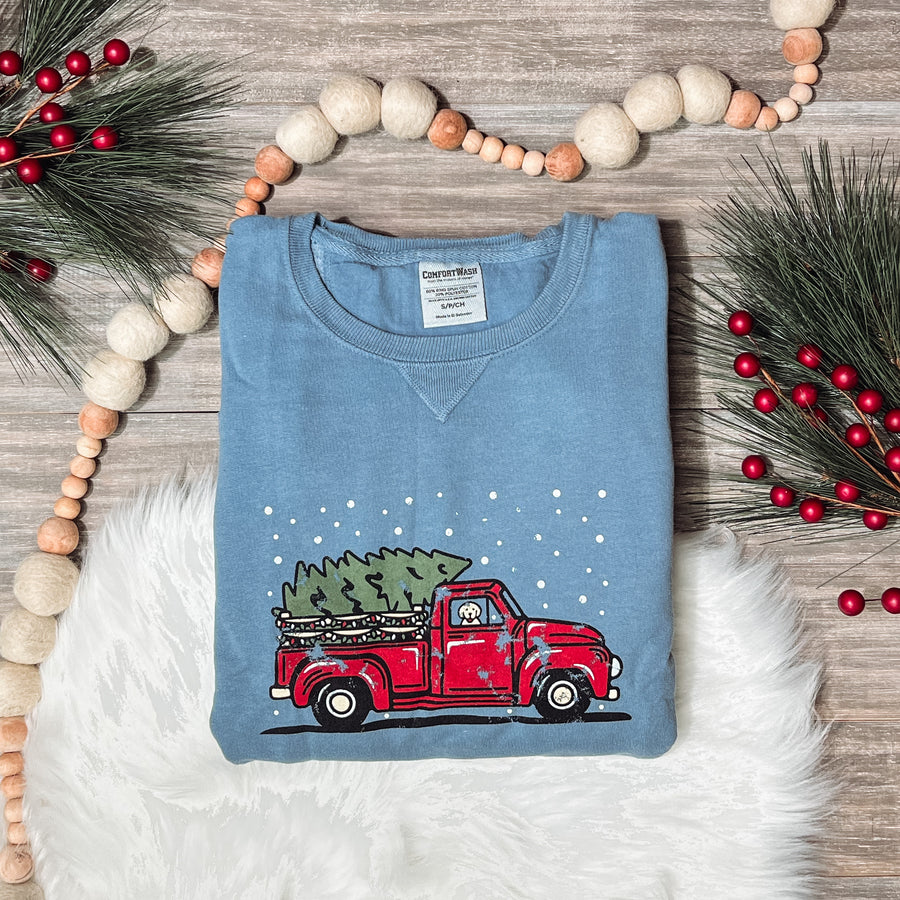 Christmas Pup Truck Relaxed Crewneck